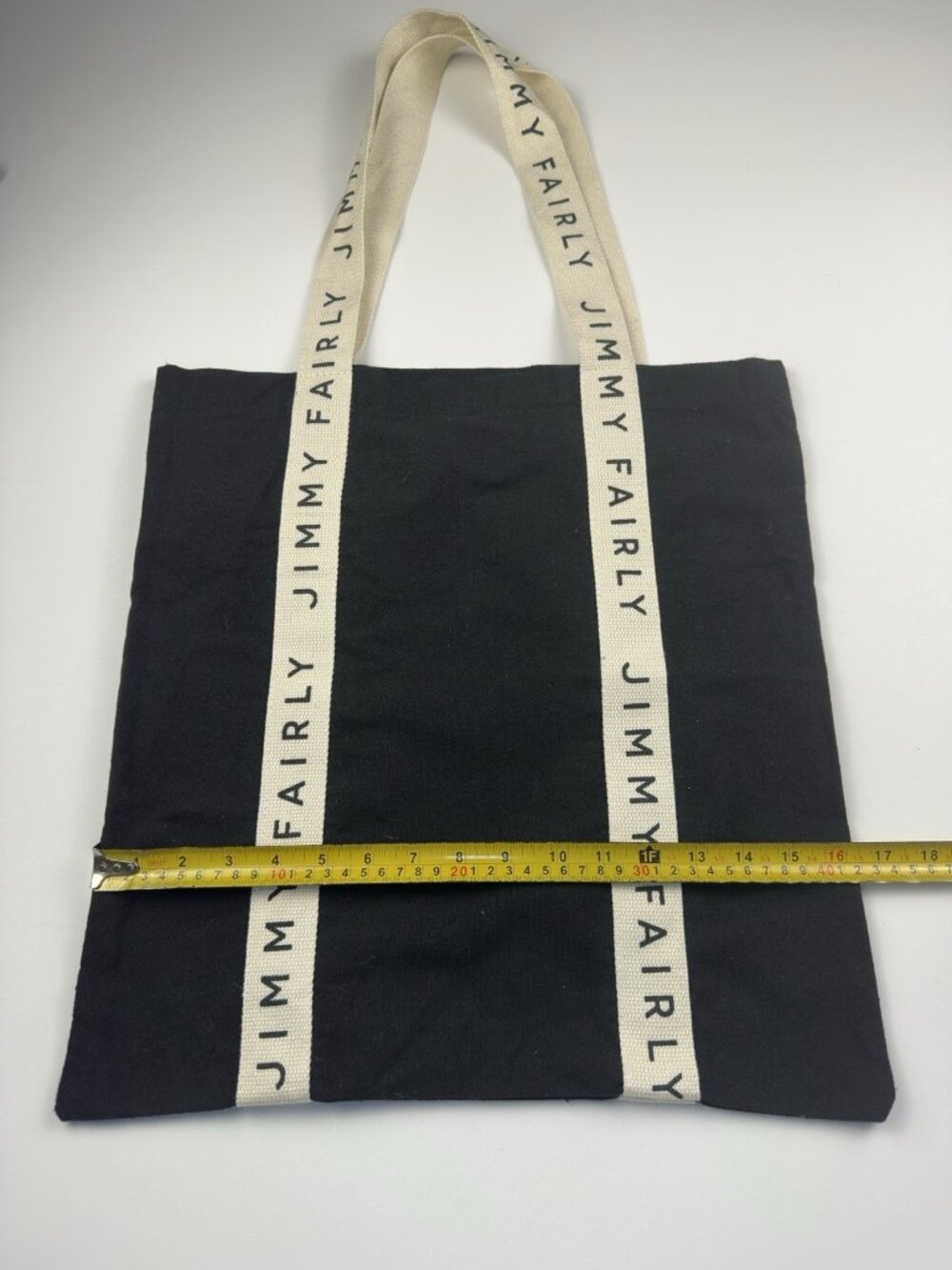 Jimmy Fairly Tote Bag Black Canvas White Logo Straps Reusable Shopping Handbag - Picture 5 of 5
